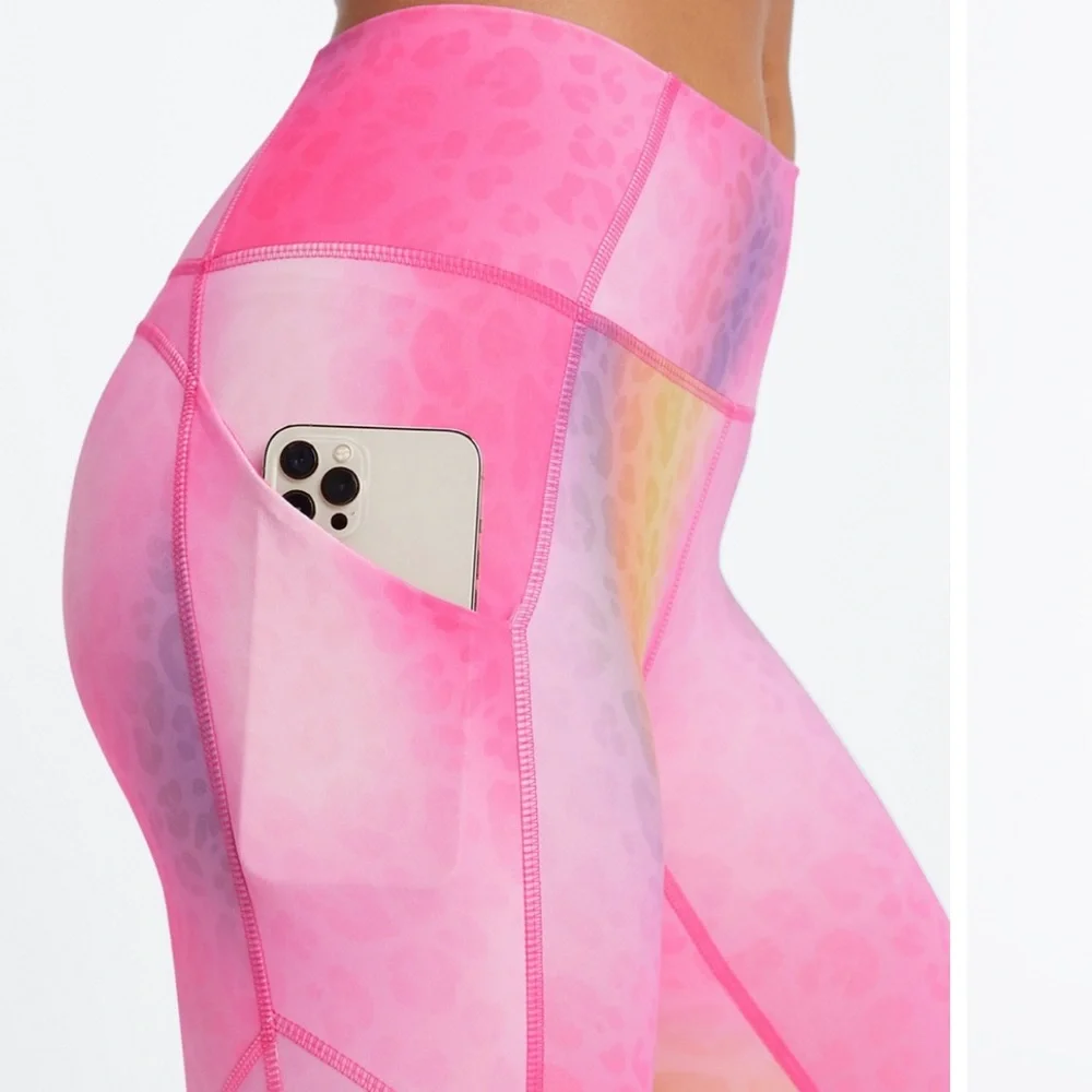 Fabletics Pink Ombre Leggings & Sports Bra Set